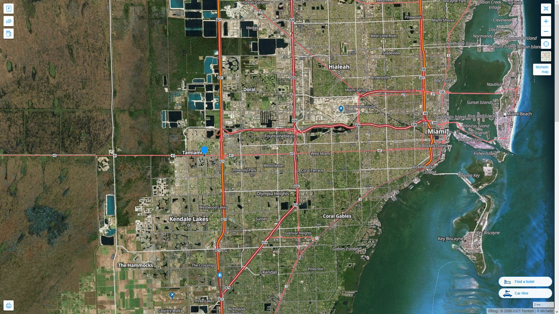 Tamiami Florida Highway and Road Map with Satellite View